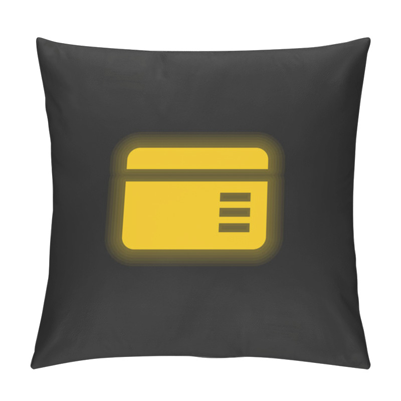 Personality  Banking Card Yellow Glowing Neon Icon Pillow Covers