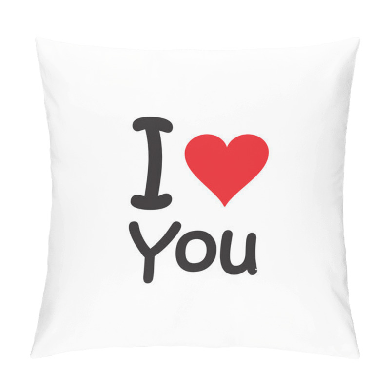 Personality  I LOVE YOU Hand Lettering, Red Heart Icon Handmade Calligraphy, Logo Vector Pillow Covers