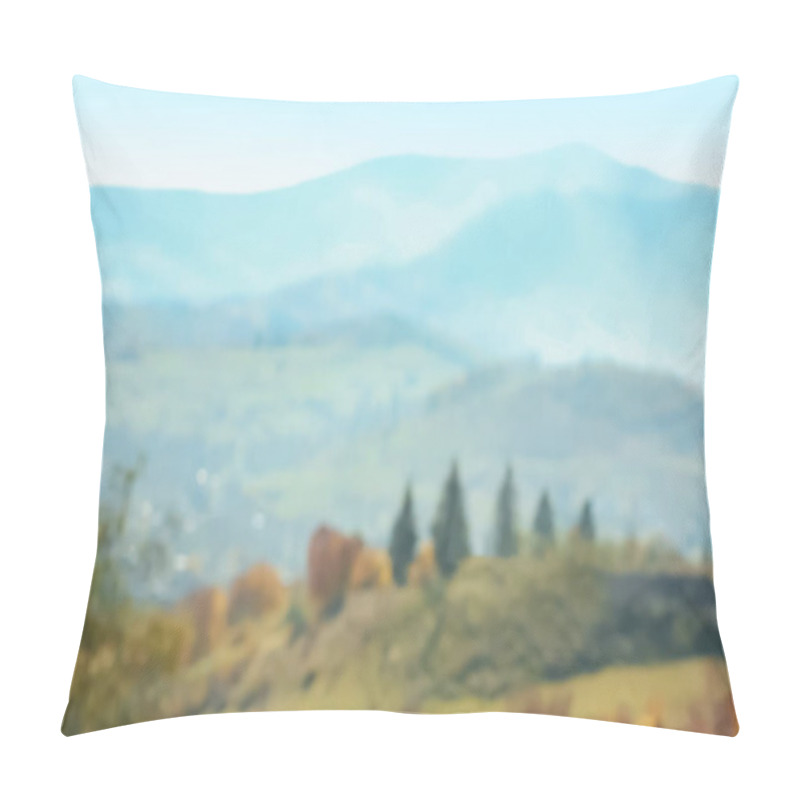 Personality  Beautiful Landscape With Mountain Slopes, Blurred View Pillow Covers