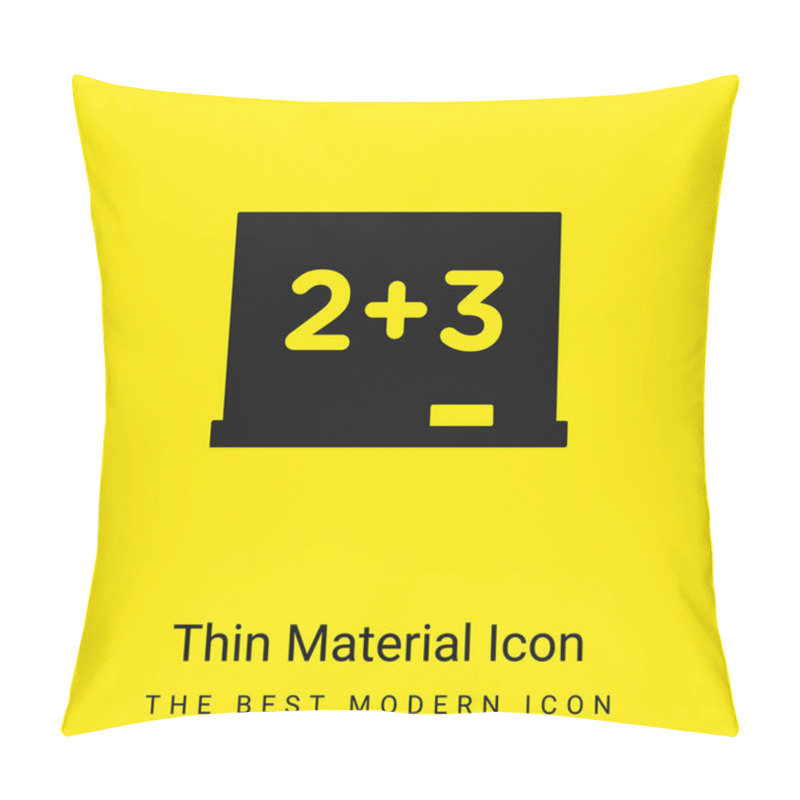 Personality  Blackboard With Mathematical Basic Calculations Minimal Bright Yellow Material Icon Pillow Covers