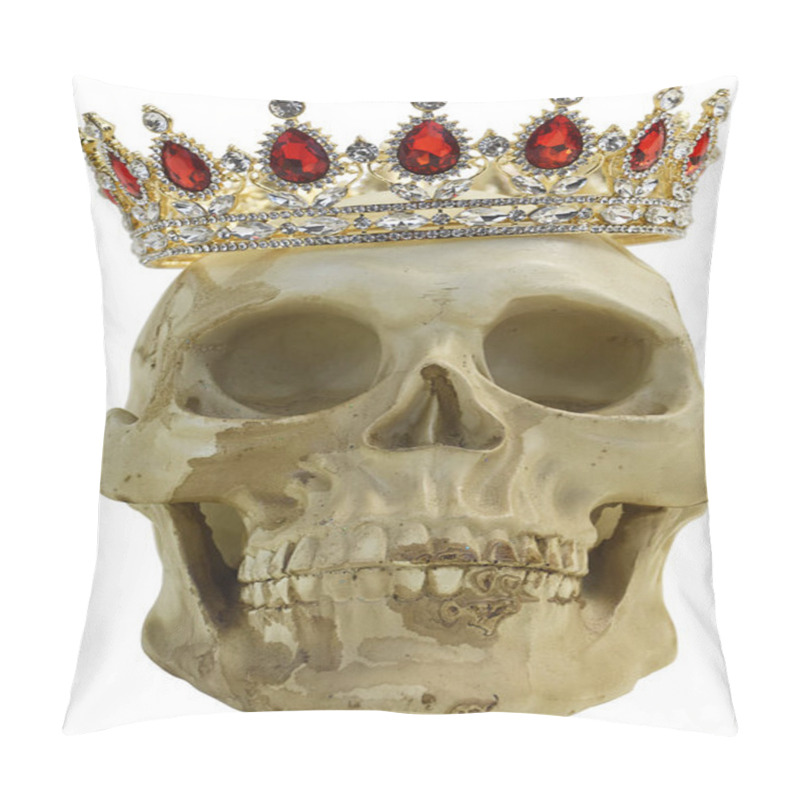 Personality  Skull Wearing A Jeweled Crown At A Tilted Angle On His Head Pillow Covers