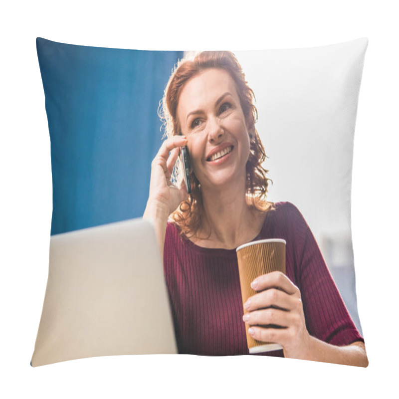 Personality  Woman Talking On Smartphone Pillow Covers