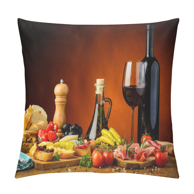 Personality  Traditional Spanish Tapas And Red Wine Pillow Covers