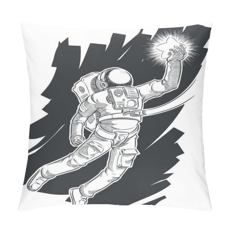 Personality  Sketch Of Astronaut Or Spaceman Grabbing A Star Pillow Covers