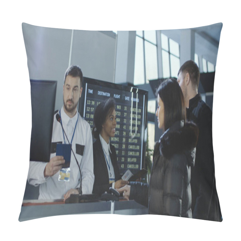 Personality  Airport Workers Checking Documents At Control Point Pillow Covers