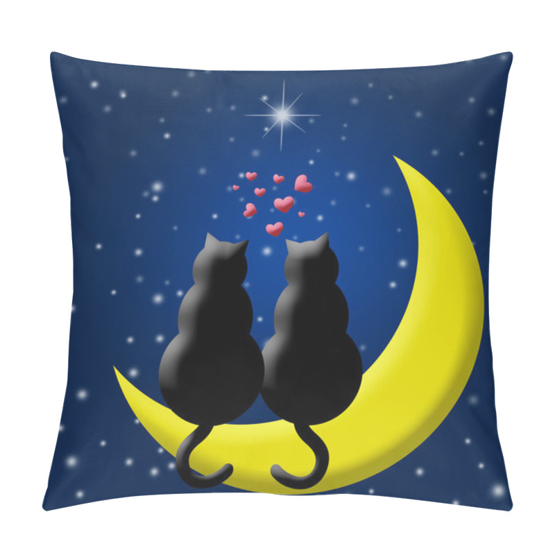 Personality  Happy Valentines Day Cats In Love Sitting On Moon Pillow Covers