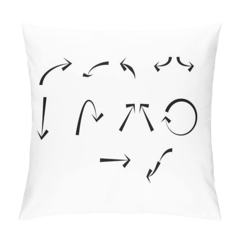 Personality   Black Arrows In Different Directions Isolated On White Pillow Covers