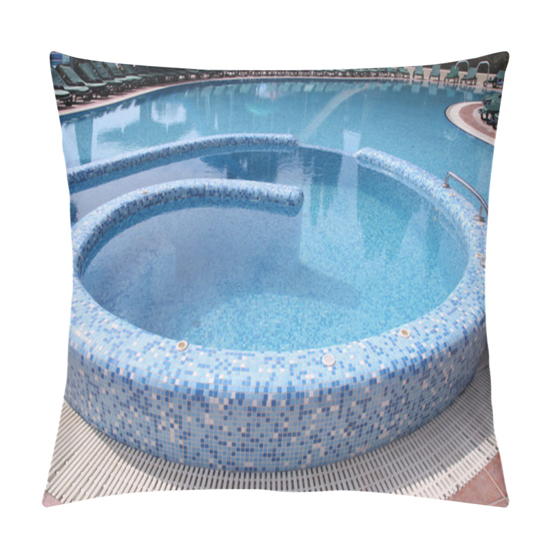 Personality  Curved Blue Tiled Hotel Resort Swimming Pool Pillow Covers