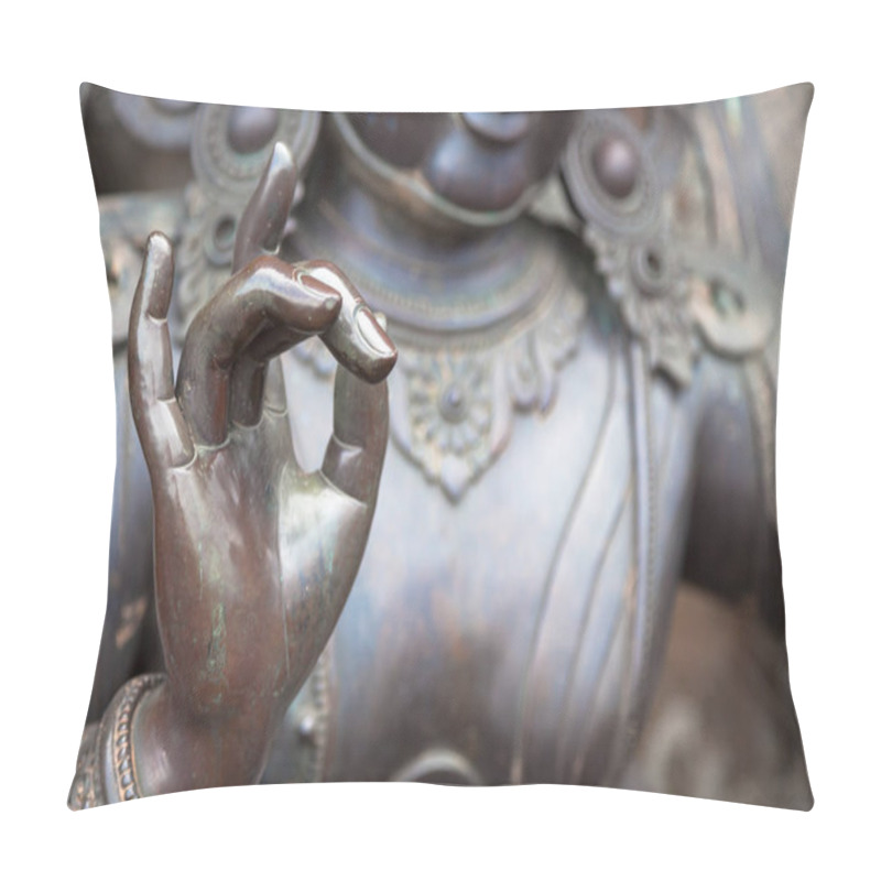 Personality  Detail Of Buddha Statue With Karana Mudra Hand Position Pillow Covers