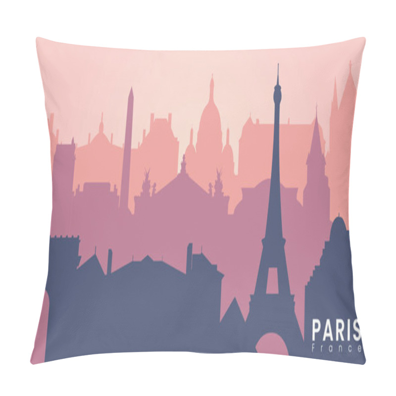 Personality  Paris City Skyline. Silhouette City Paris France Background. Vector Illustration Pillow Covers