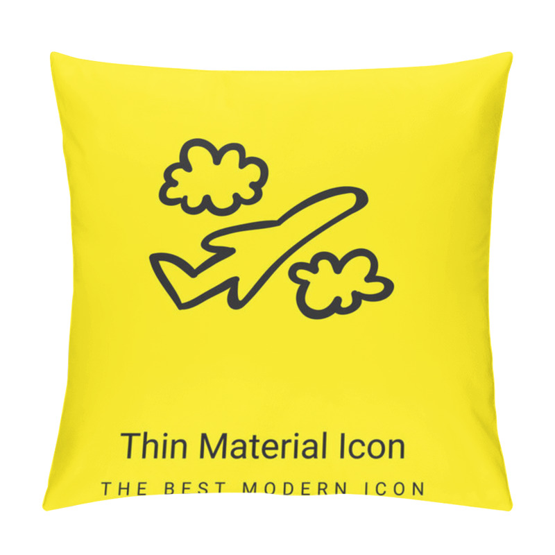 Personality  Airplane Hand Drawn Flight Between Clouds Minimal Bright Yellow Material Icon Pillow Covers