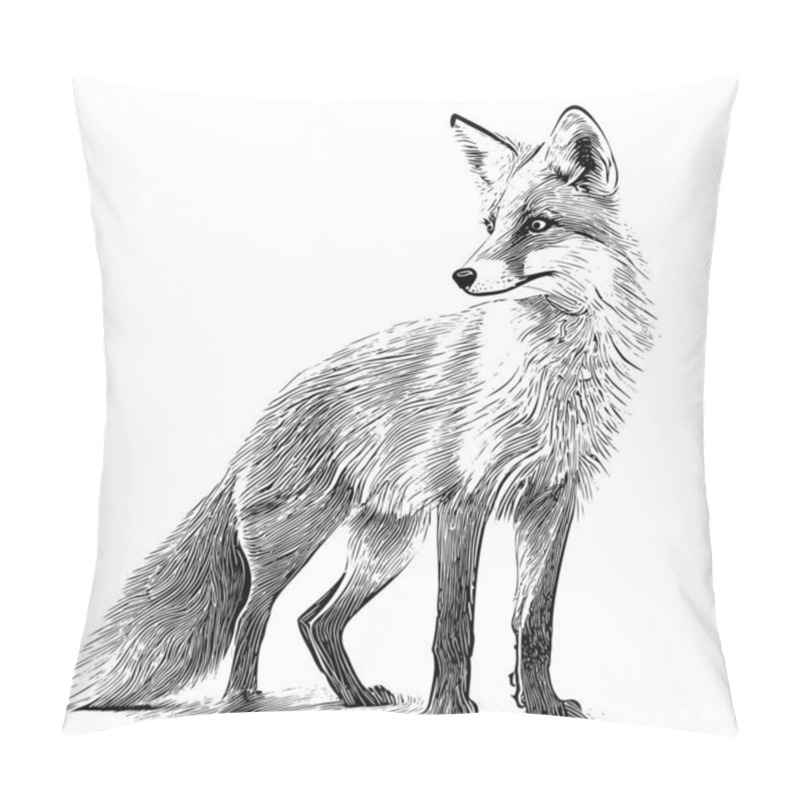 Personality  Wild Fox Animal Hand Drawn Sketch Vector Illustration Pillow Covers