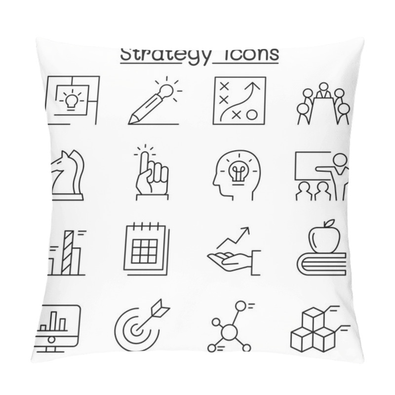 Personality  Strategy & Planning Icon Set In Thin Line Style Pillow Covers