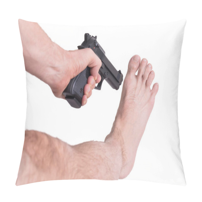 Personality  Man Shooting Himself In The Foot Pillow Covers