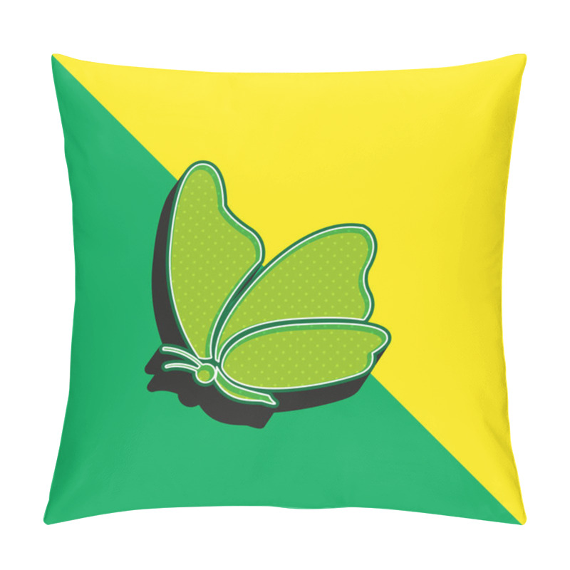 Personality  Big Wing Butterfly Green And Yellow Modern 3d Vector Icon Logo Pillow Covers