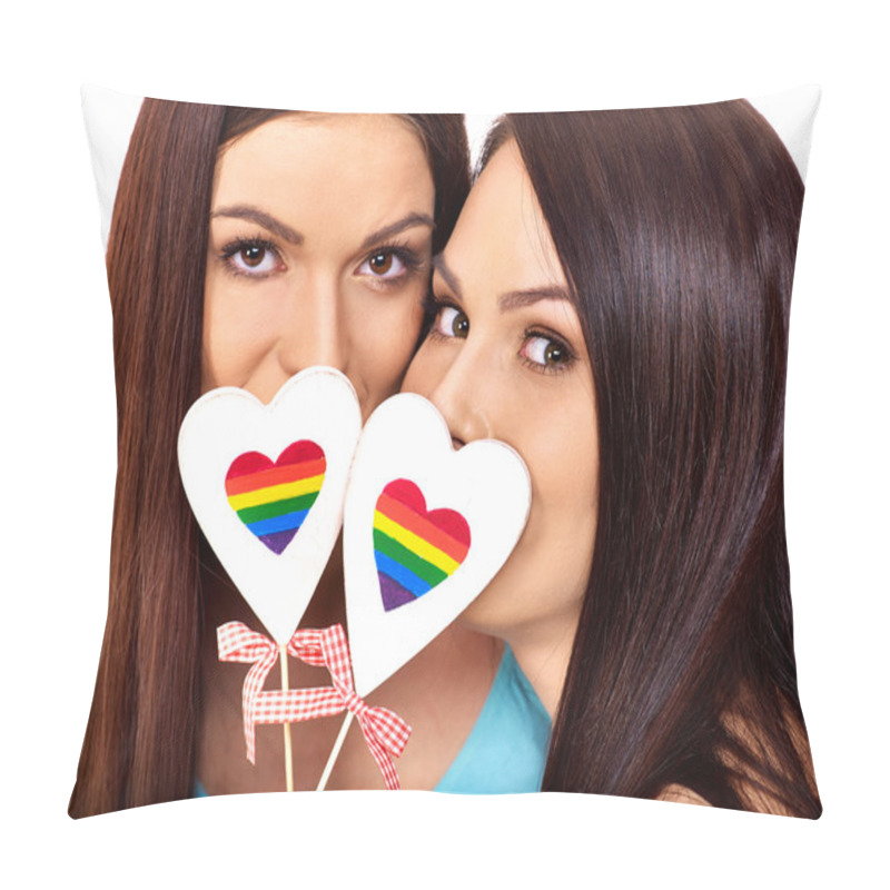 Personality  Portrait Sexy Lesbian Women With Heart. Pillow Covers