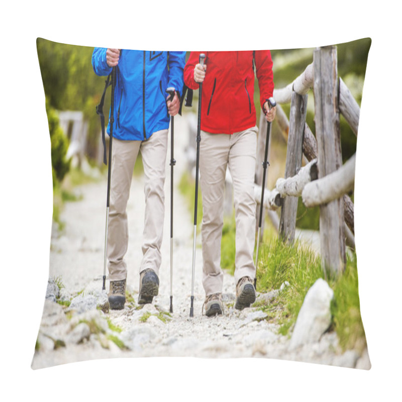 Personality  Legs Of Couple Hiking At Mountains Pillow Covers