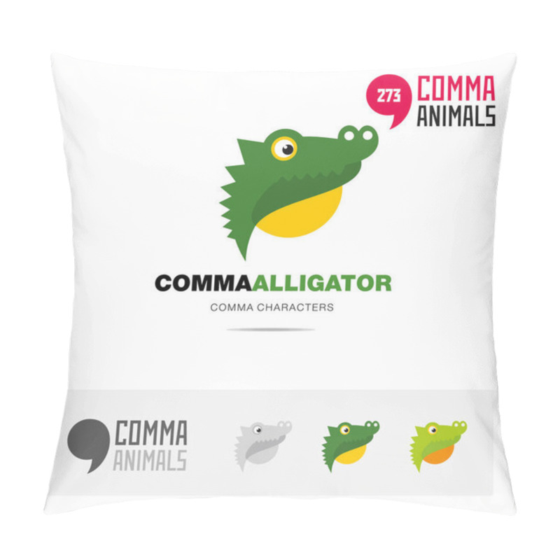 Personality  Alligator Animal Concept Icon Set And Modern Brand Identity Logo Template And App Symbol Based On Comma Sign Pillow Covers