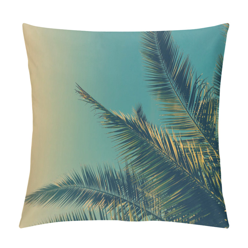 Personality  Palm Tree Leaves And The Sky, Summertime Travel Background Pillow Covers