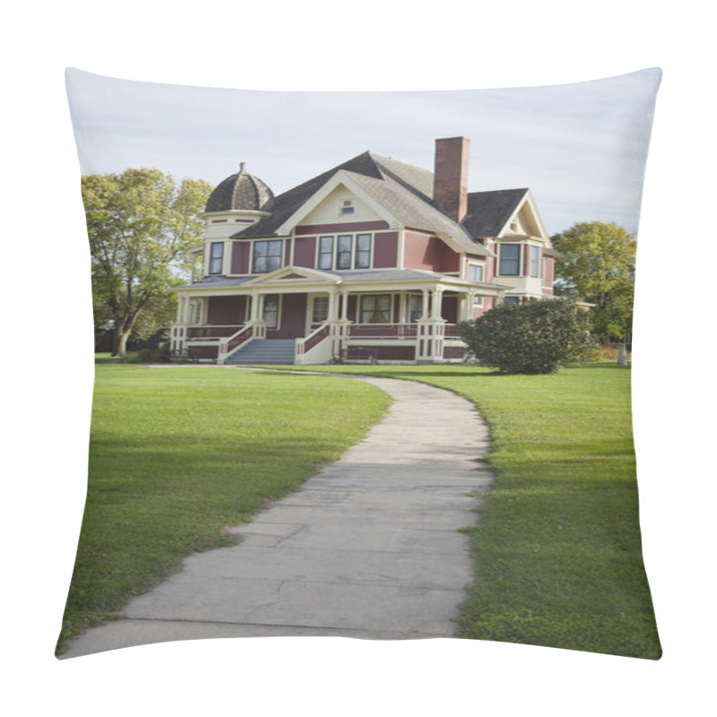 Personality  Victorian House With Lawn And Sidewalk On Sunny Afternoon Pillow Covers