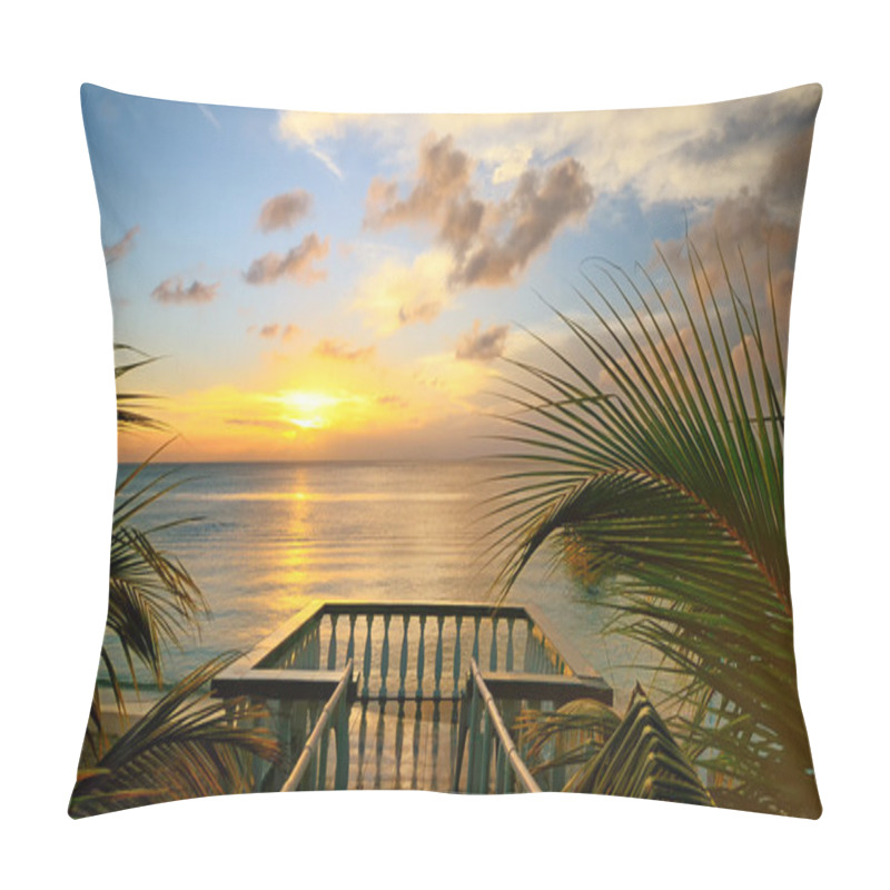 Personality  The View From The Terraces Of The Beautiful Sunset On The Beach. Pillow Covers