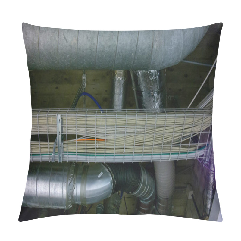 Personality  Industrial Large Piping And Cable Whirring Ran Inside A Science  Pillow Covers