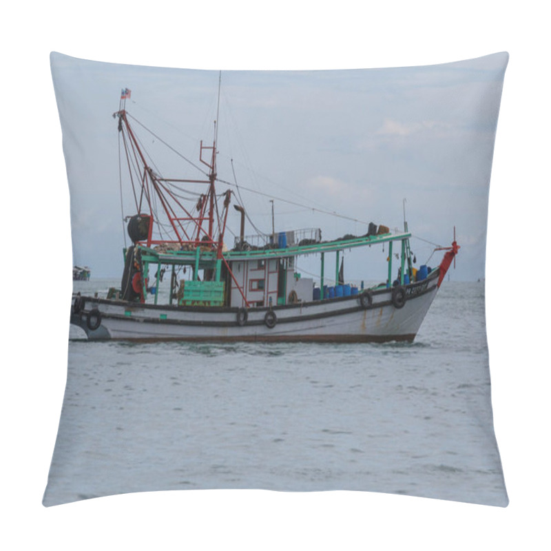 Personality  Kota Kinabalu, Sabah, Malaysia - July 10, 2017 : Fisherman Boat At Kota Kinabalu, Sabah, Malaysia Pillow Covers