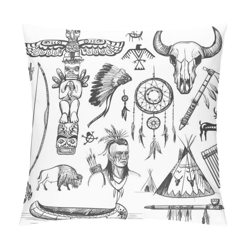 Personality  Set Of Wild West American Indian Designed Elements. Pillow Covers