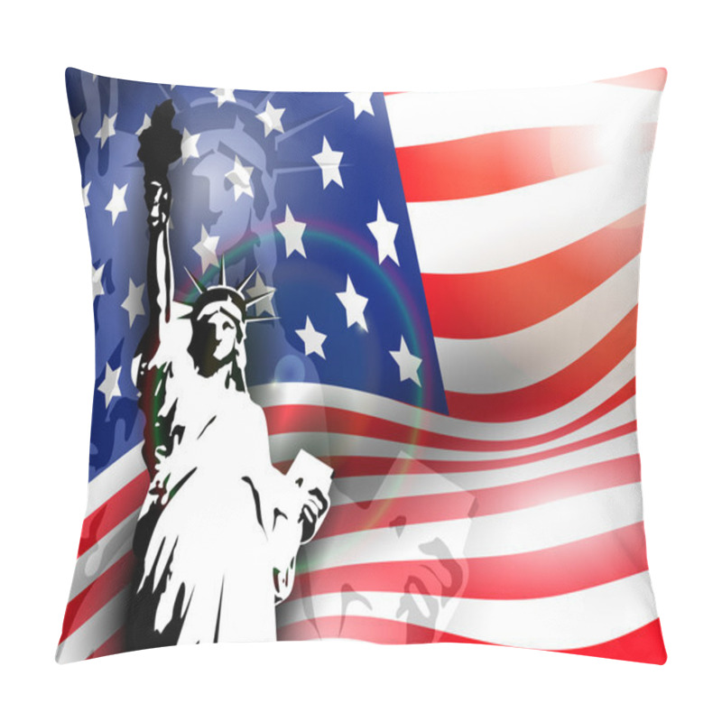 Personality  Statue Of Liberty On American Flag Background For 4th July Amer Pillow Covers