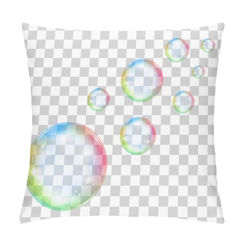 Personality  Rainbow Soap Bubble On A Transparent Background. Vector Illustration Pillow Covers