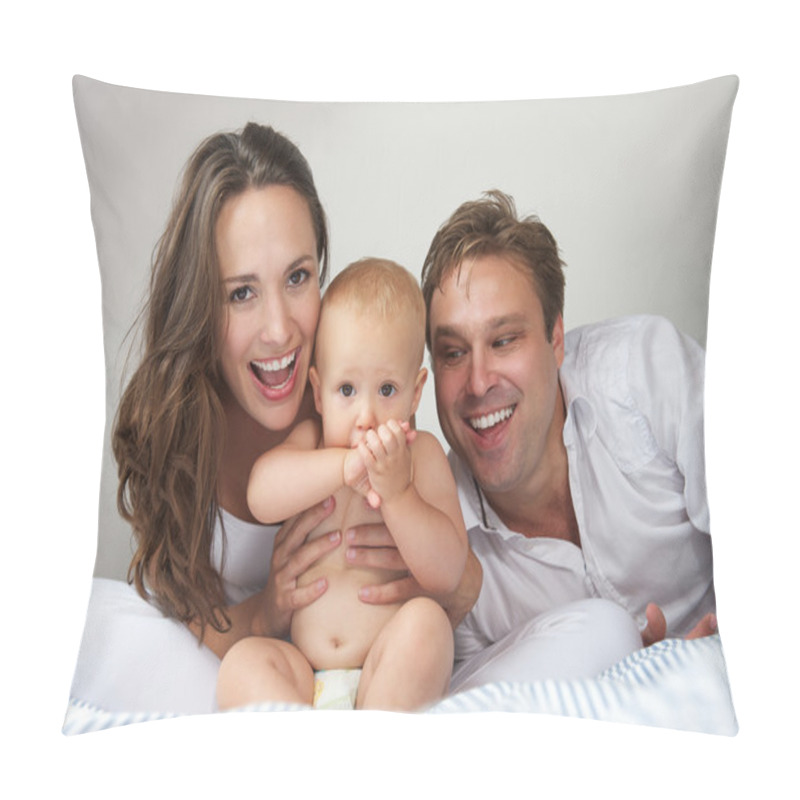 Personality  Happy Young Family With Baby Pillow Covers