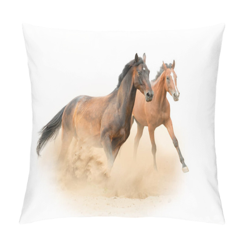 Personality  Beautiful Purebred Horses Running On The Wild Pillow Covers