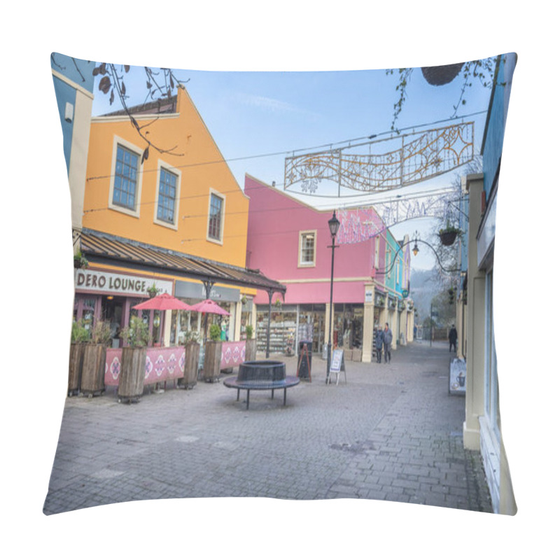 Personality  Frome Town Centre Shopping Precinct Festooned With Christmas Lights In Market Place, Frome, Somerset, UK On 28 November 2024 Pillow Covers