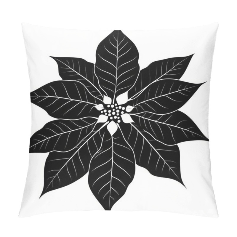 Personality  A Striking Black Silhouette Of A Poinsettia Flower, Showcasing Its Unique Leaf Arrangement And Intricate Details. Pillow Covers