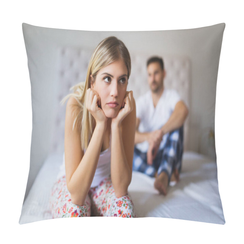 Personality  Young Unhappy Couple Having Problems In Their Relationship Pillow Covers