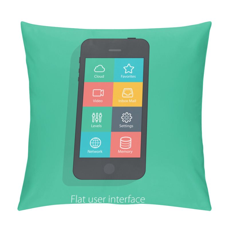 Personality  Set Of Flat Mobile Elements, Flat Mobile Phones And Flat Design Icons For Mobile App And Web Pillow Covers