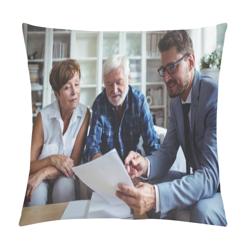 Personality  Senior Couple Planning Their Investments Pillow Covers