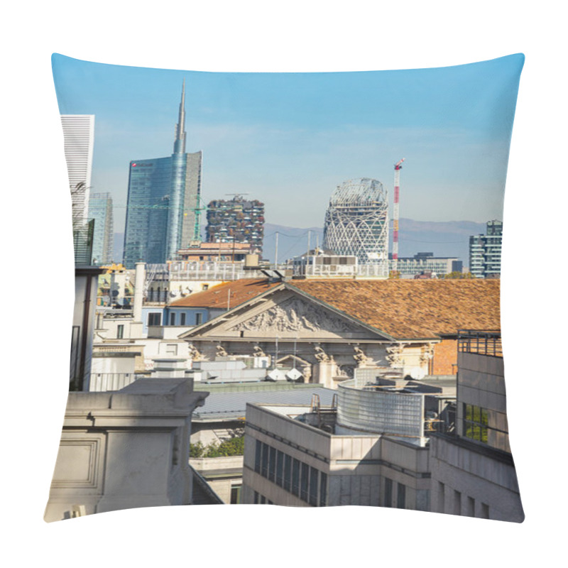 Personality  A Beautiful View Of The Milan Financial District Skyline With The Alps In The Background In Italy Pillow Covers