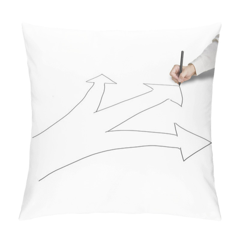 Personality  Businessman Hold Pen Drawing 3 Ways With Arrow For Direction Pillow Covers