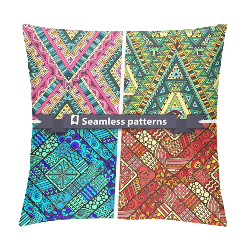 Personality  Set Of Tribal Doddle Rhombus Seamless Pattern Pillow Covers