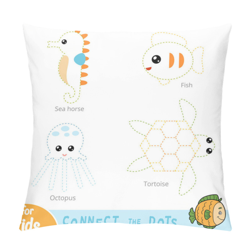 Personality  Connect The Dots, Education Game For Children. Set Of Sea Animals Pillow Covers