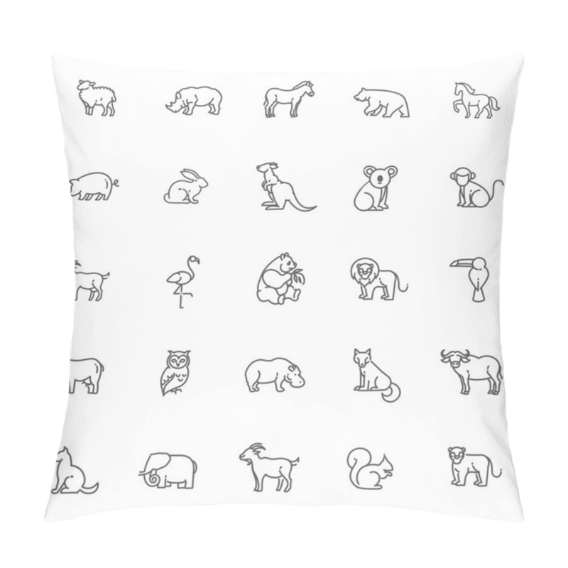 Personality  Animal Icons. Zoo  Line Icons. Animal Pillow Covers