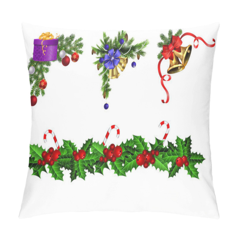 Personality  Christmas Decorations With Fir Tree Golden Jingle Bells Pillow Covers