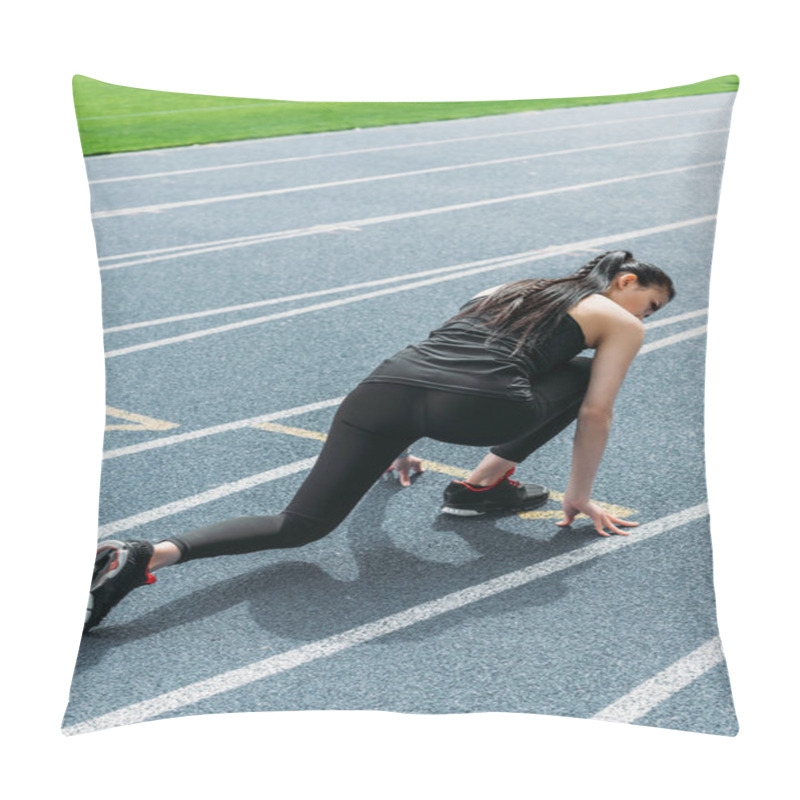 Personality  Sportswoman On Starting Line  Pillow Covers