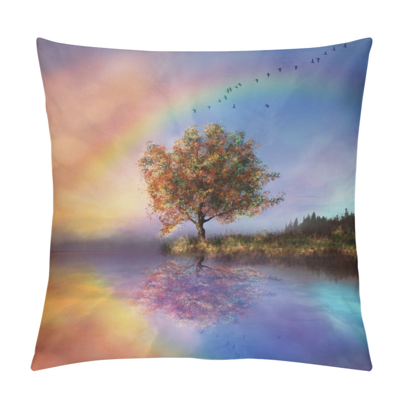 Personality  Fantastic Landscape With Rainbow Pillow Covers