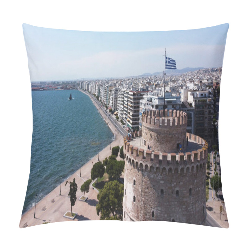 Personality  Aerial View Of White Tower Of Thessaloniki In Greece On August 25 2020 Pillow Covers