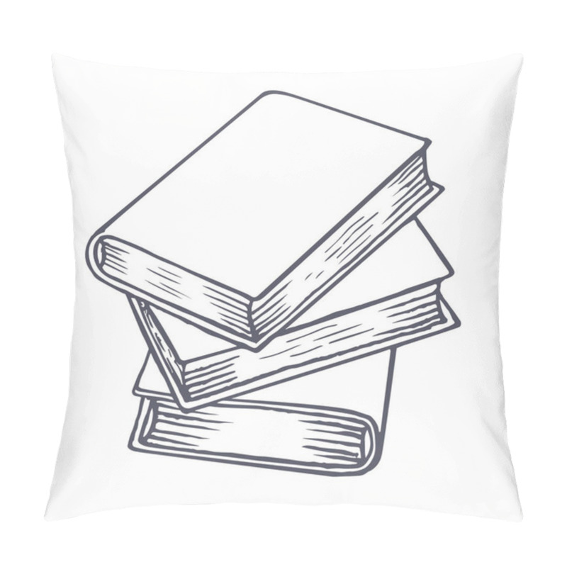 Personality  Stack Of Books Sketch. Hand Drawn Books. Vector Pillow Covers