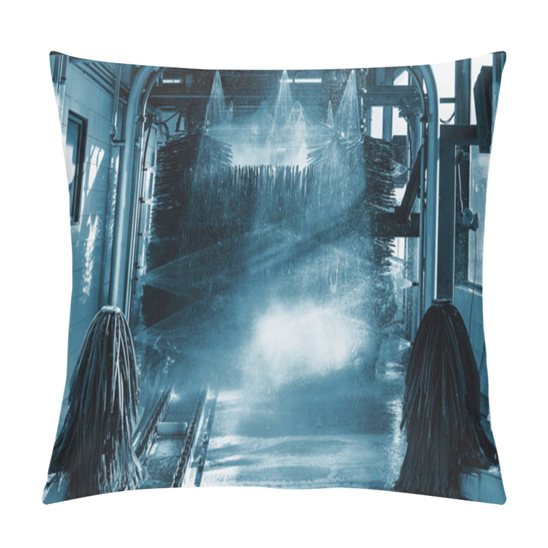 Personality  Car Wash, Automatic Car Wash In Action Pillow Covers