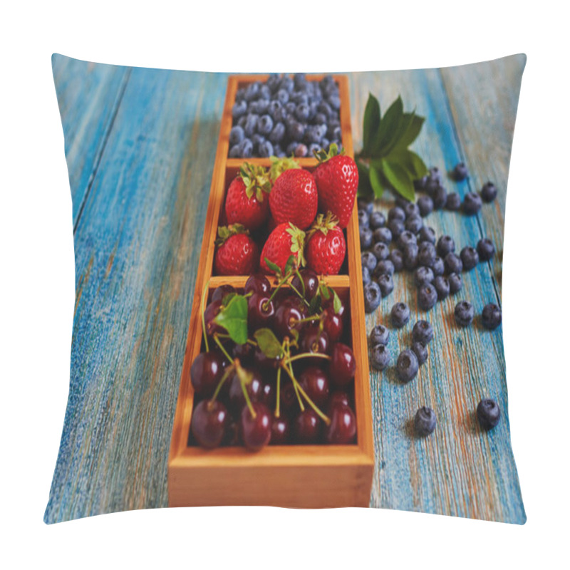 Personality  Interesting Serving Of Fresh Berries In A Wooden Form, With Several Compartments Pillow Covers