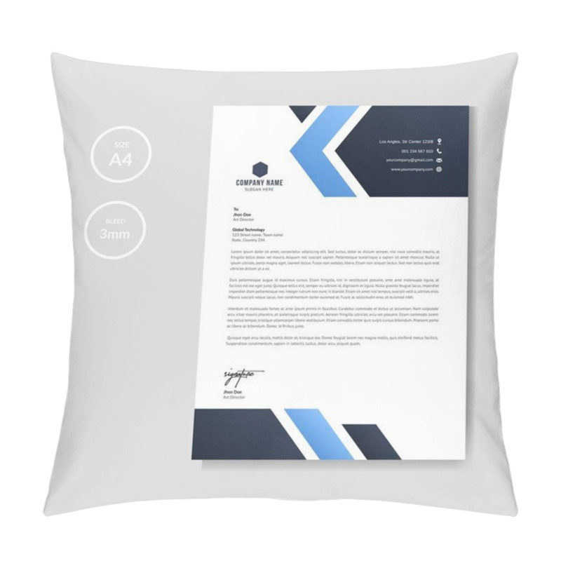 Personality  Professional Blue Letterhead Graphic Template Pillow Covers